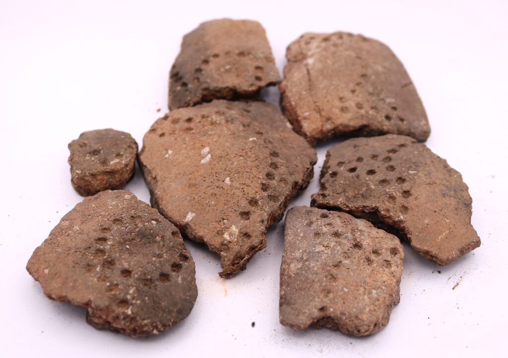 image showing Salmonsbury Iron Age Camp pottery shard artefacts 